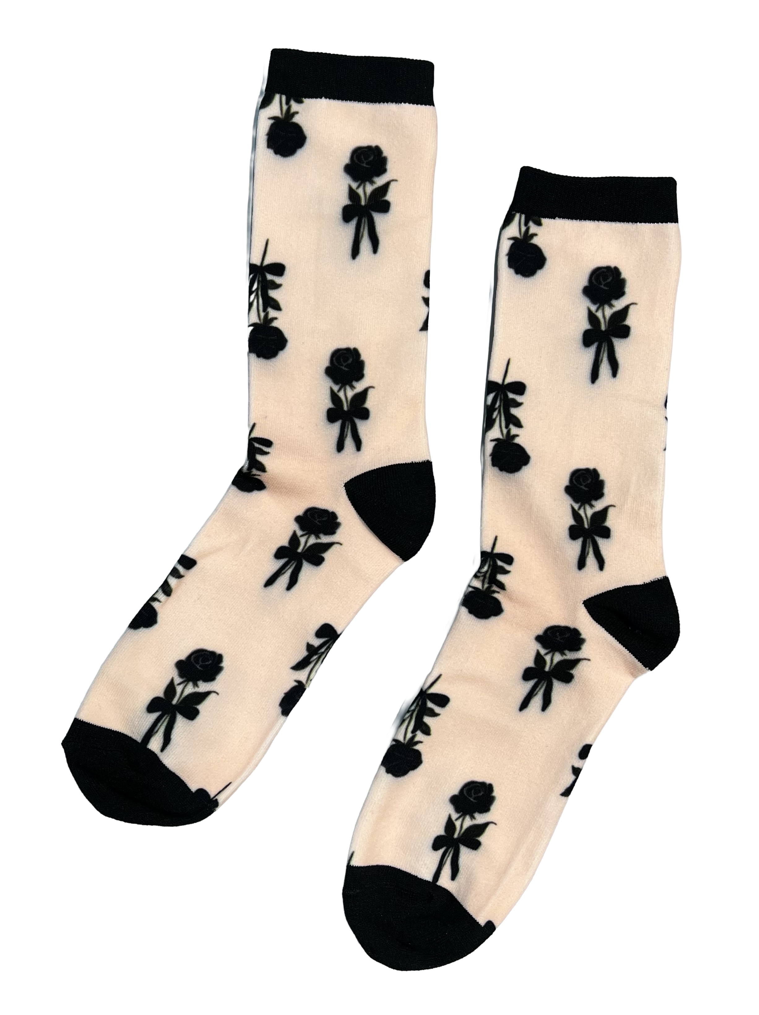 Novelty Socks - Blush Black Roses