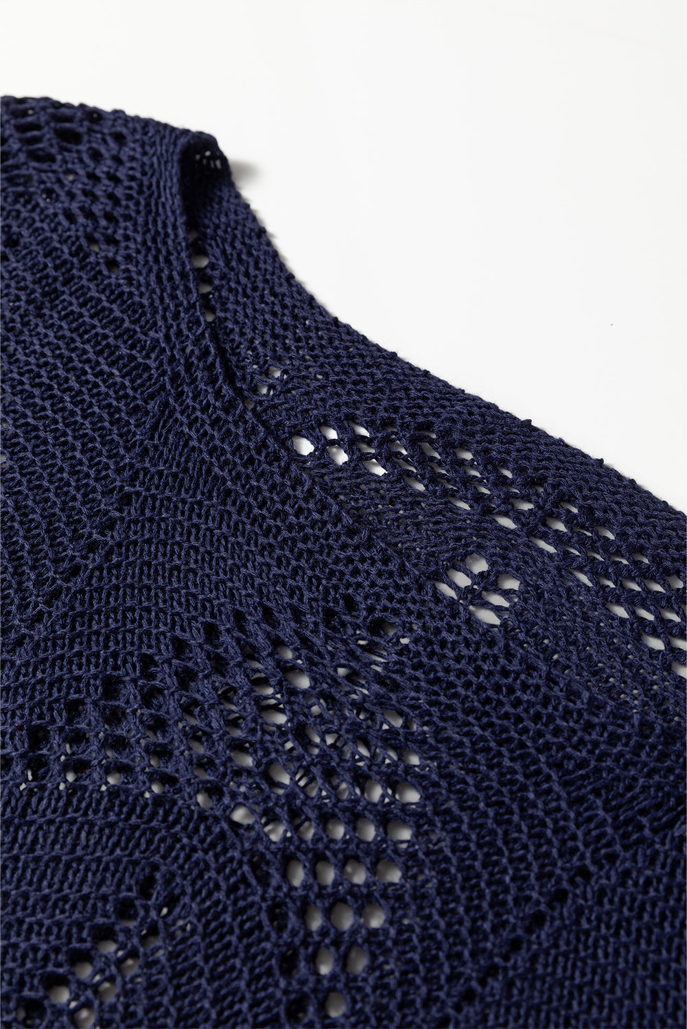 Parchment Hollow Out Knit 7/8 Sleeve Casual Sweater