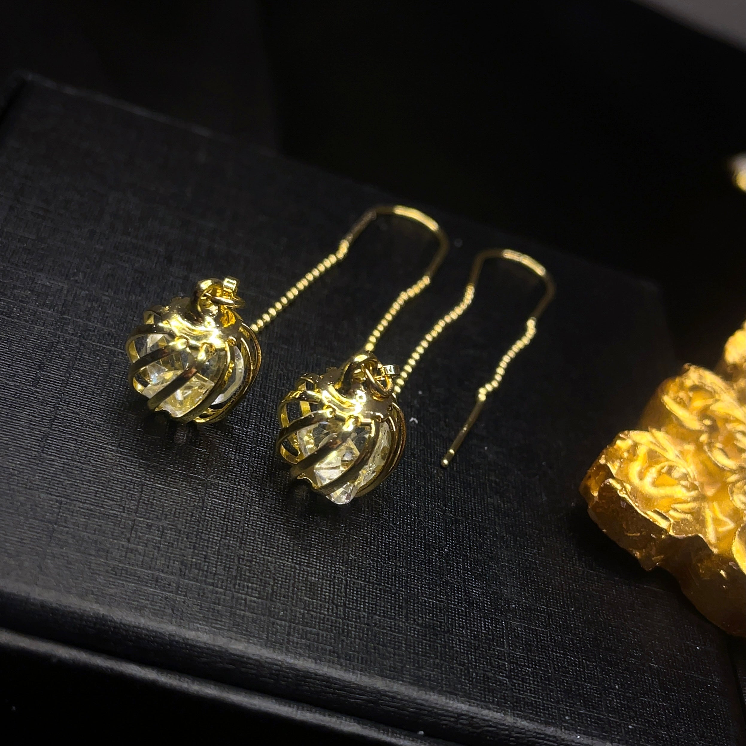 Crystal Apple Ear Threader Earrings