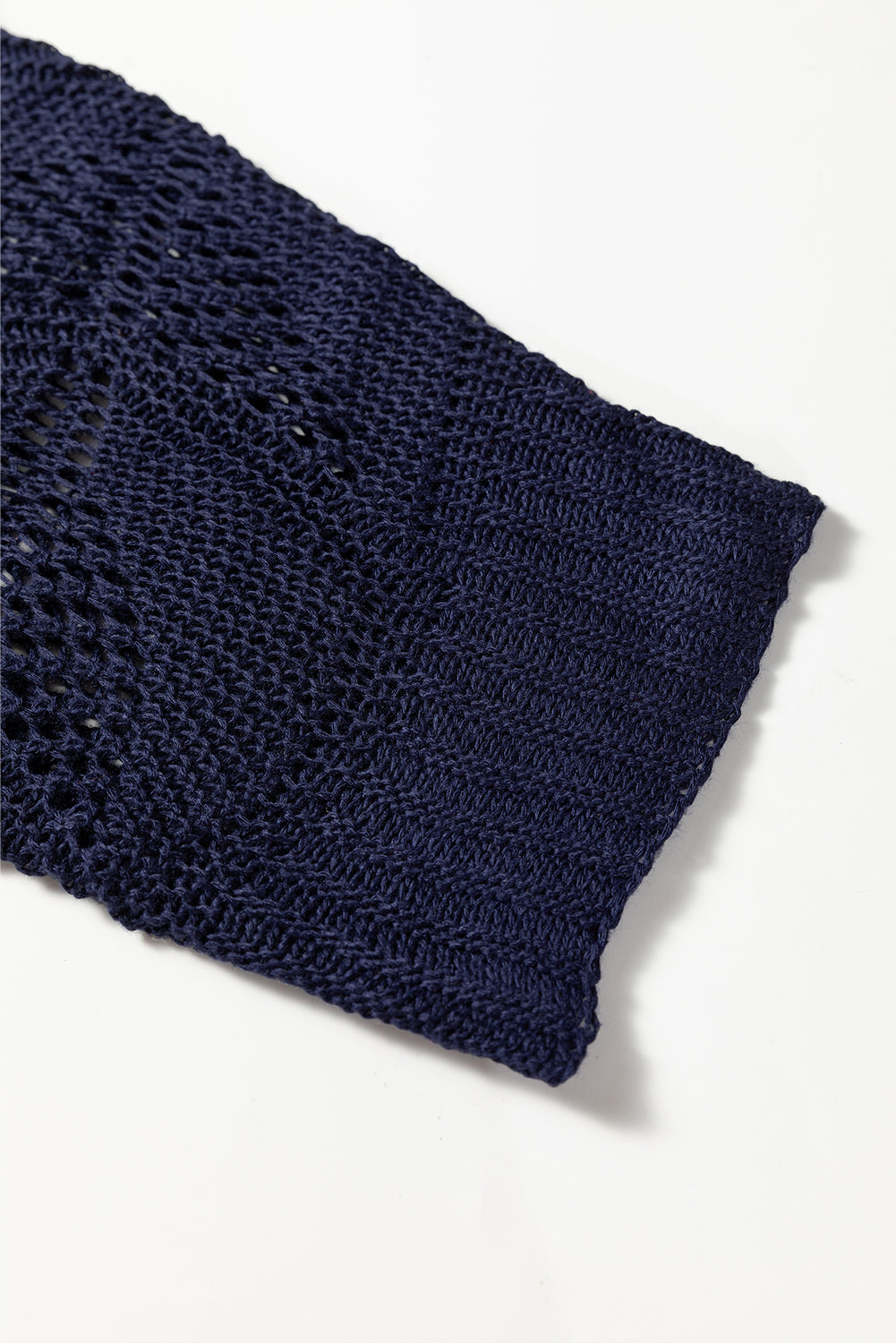 Parchment Hollow Out Knit 7/8 Sleeve Casual Sweater